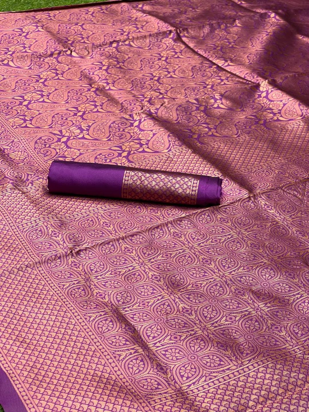 Rani Pink Banarasi Soft Silk Saree with Paisley Motifs