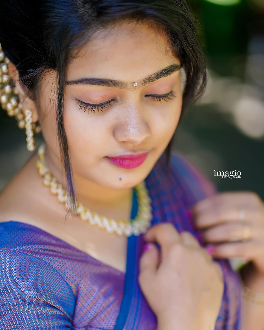 Blue Purple Banarasi Soft Silk Saree with Woven Border