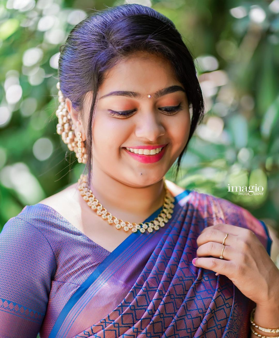 Blue Purple Banarasi Soft Silk Saree with Woven Border