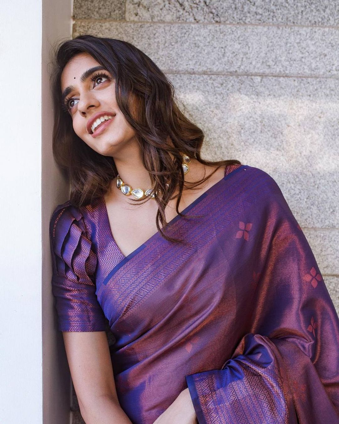 Royal Purple Banarasi Soft Silk Saree with Copper Gold Weaving