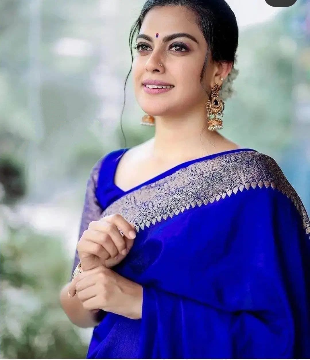 Royal Blue Banarasi Soft Silk Saree with Silver Gold Paisley Border