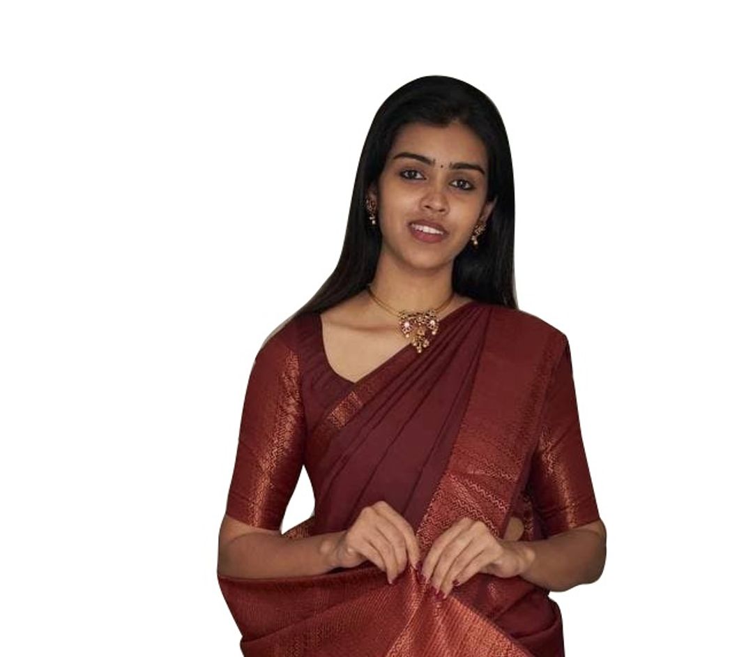 Deep Maroon Banarasi Soft Silk Saree with Copper Border