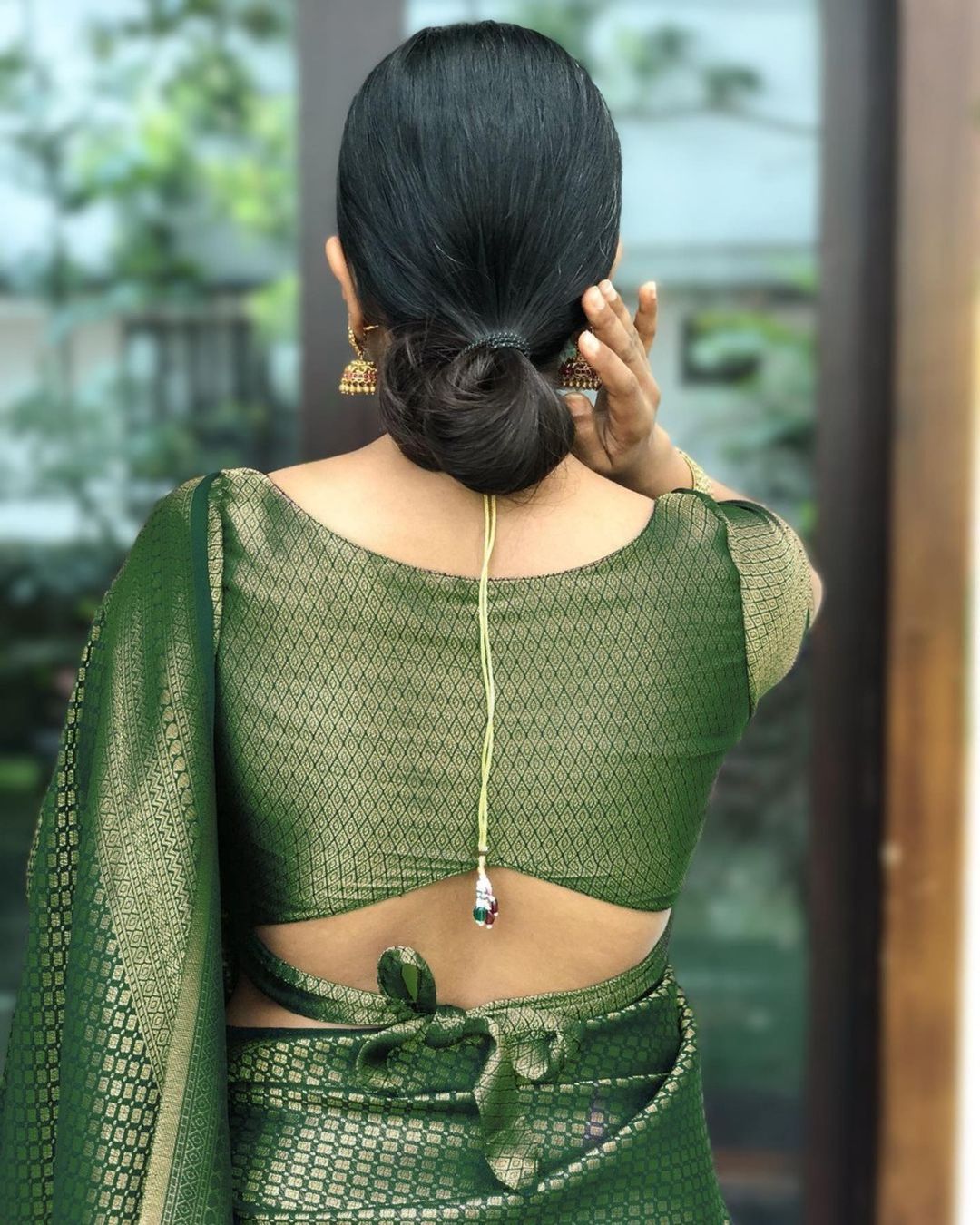 Dark Bottle Green Banarasi Soft Silk Saree with Gold Zari