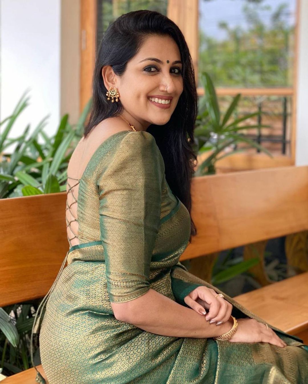 Dark Bottle Green Banarasi Soft Silk Saree with Gold Zari