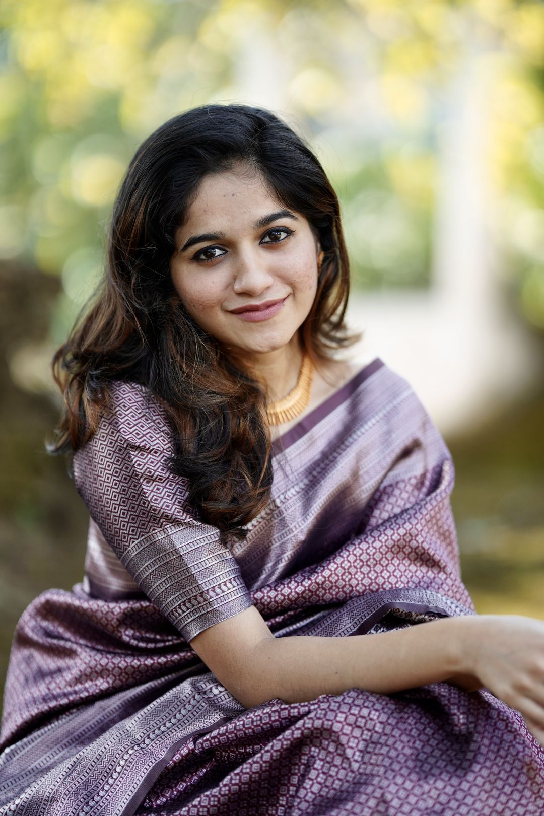 Dusty Mauve Purple Banarasi Soft Silk Saree with Woven Border