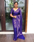 Royal Blue Banarasi Soft Silk Saree with Gold Woven Border - Royal Blue