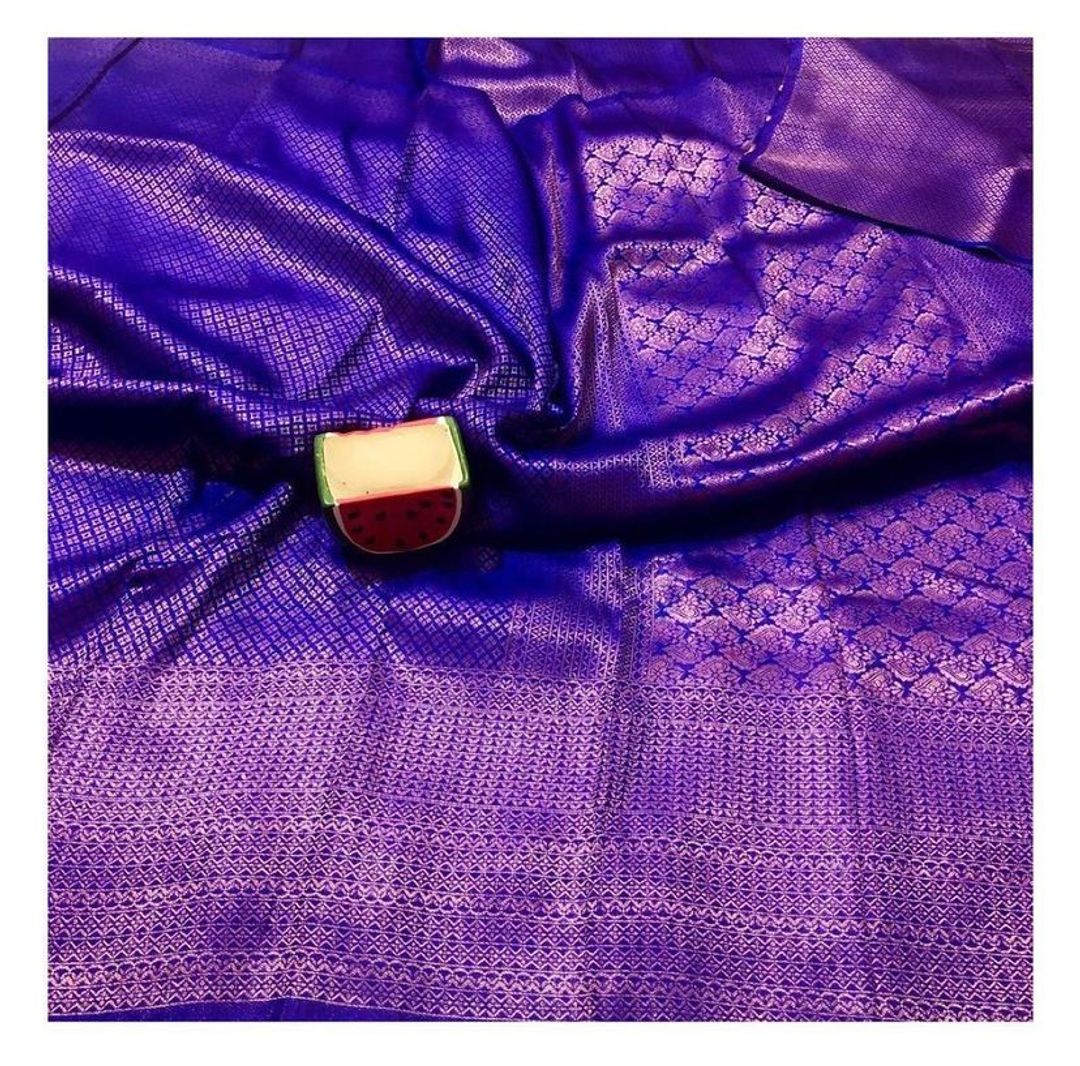 Royal Blue Banarasi Soft Silk Saree with Gold Woven Border