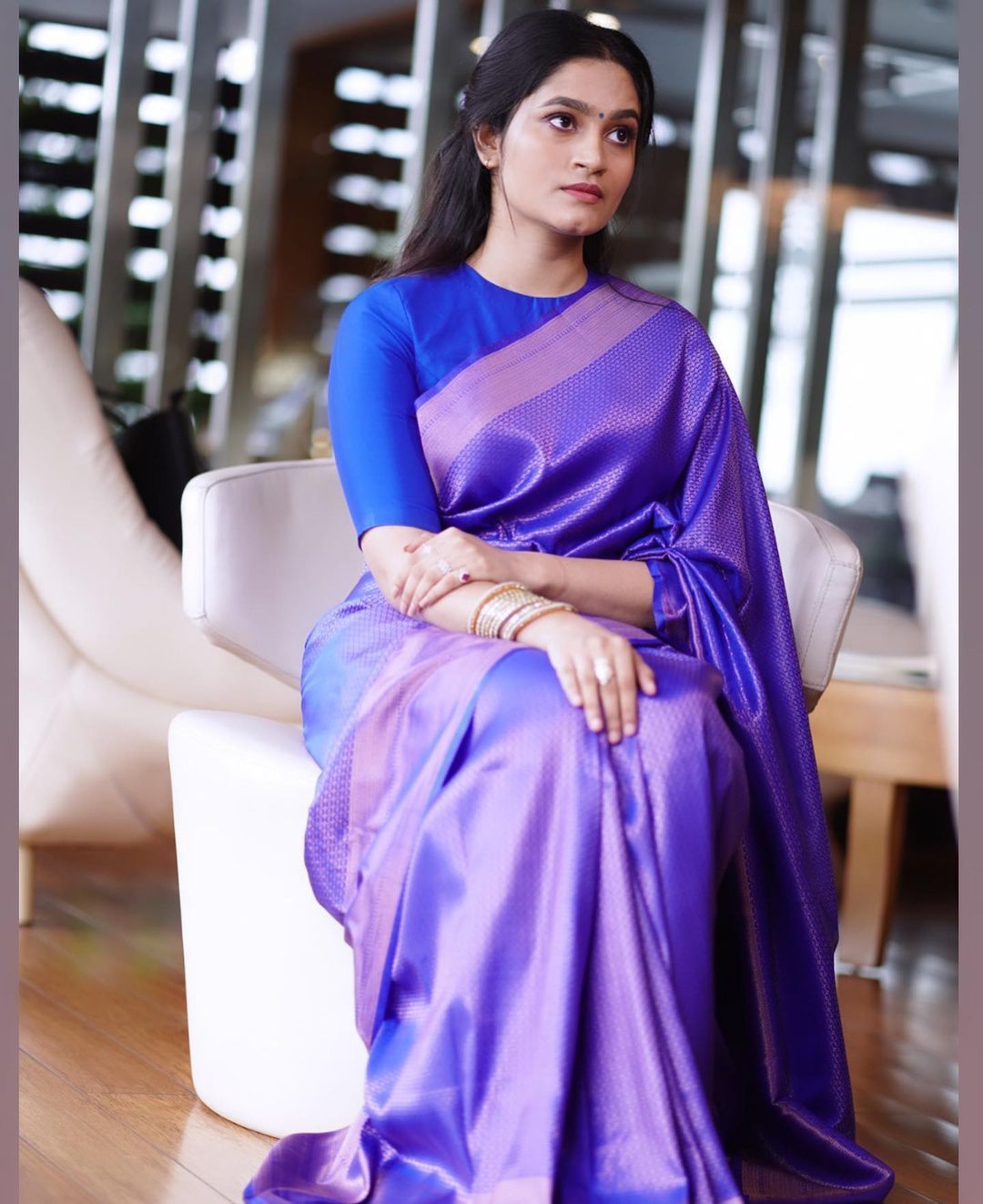 Royal Blue Banarasi Soft Silk Saree with Gold Woven Border