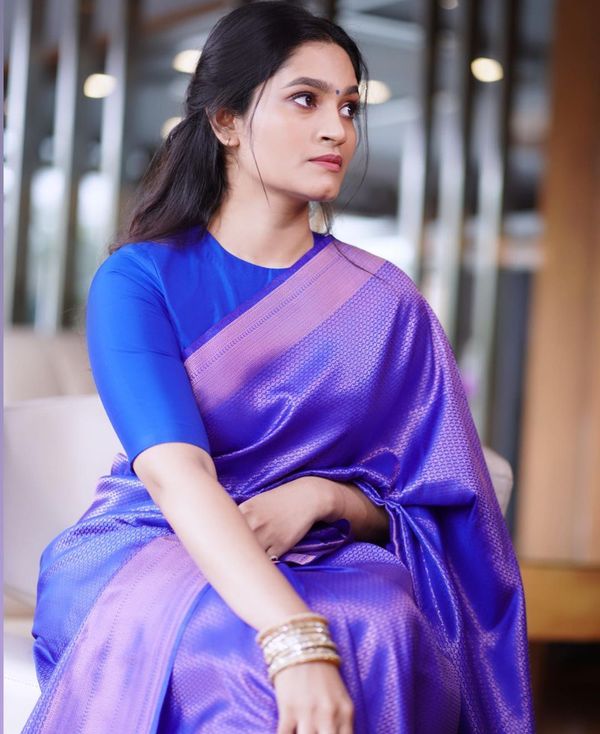 Royal Blue Banarasi Soft Silk Saree with Gold Woven Border