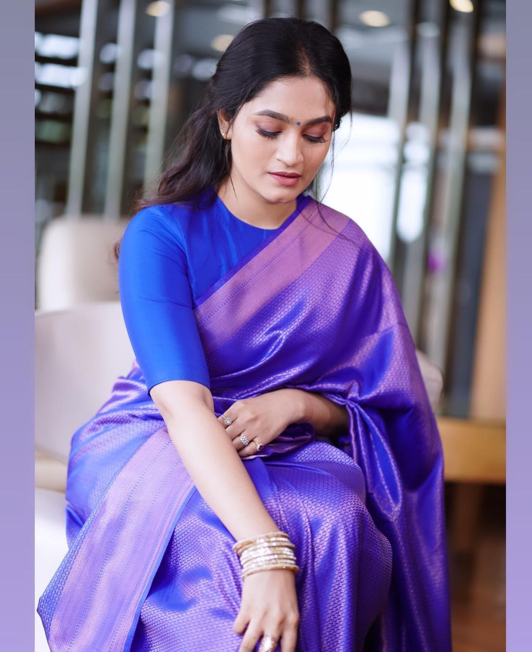 Royal Blue Banarasi Soft Silk Saree with Gold Woven Border
