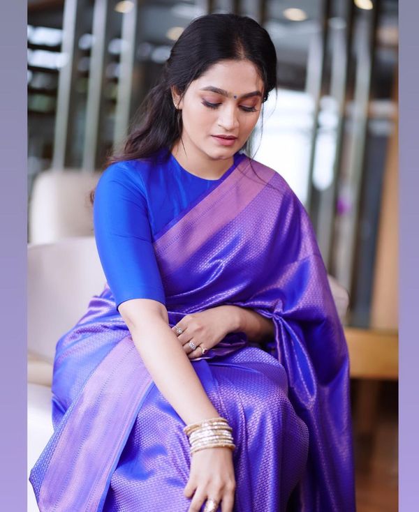 Royal Blue Banarasi Soft Silk Saree with Gold Woven Border