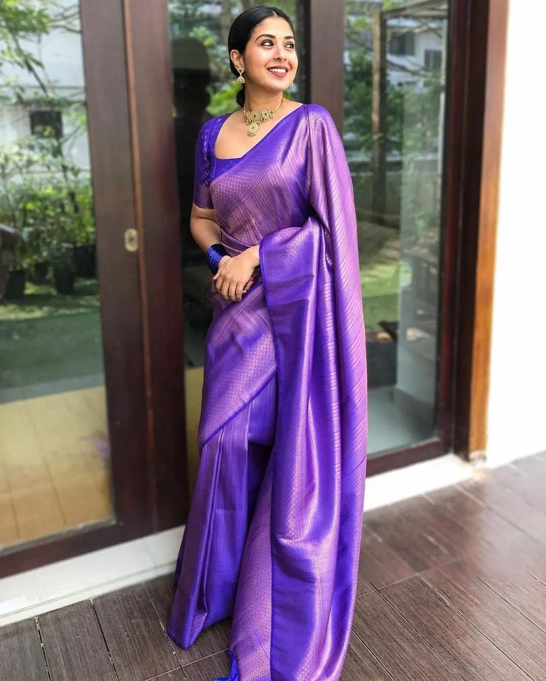 Royal Purple Banarasi Soft Silk Saree with Rich Woven Border