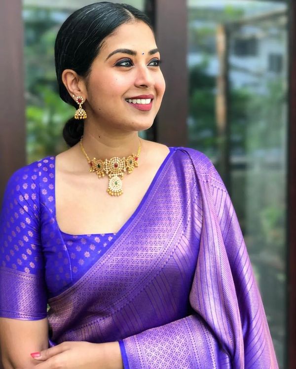 Royal Purple Banarasi Soft Silk Saree with Rich Woven Border