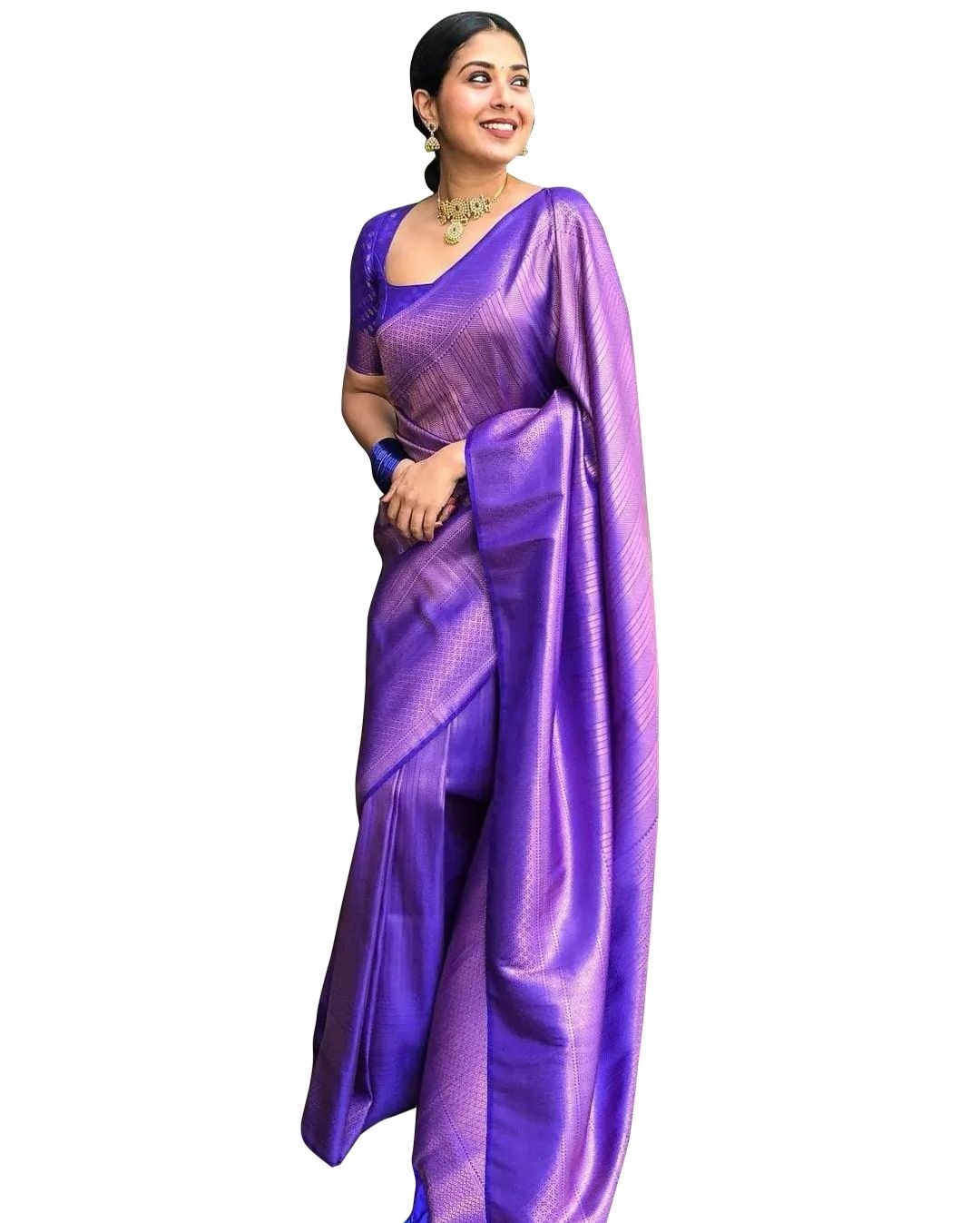 Royal Purple Banarasi Soft Silk Saree with Rich Woven Border