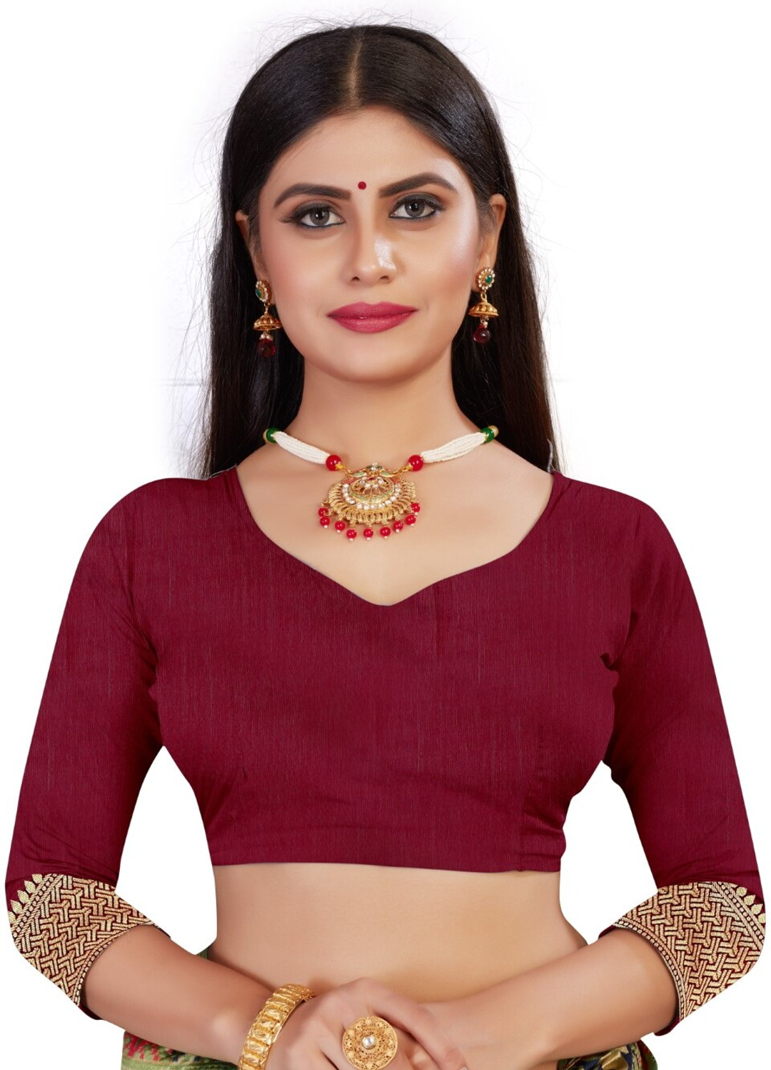 Wine Maroon Banarasi Soft Silk Saree with Gold Woven Border