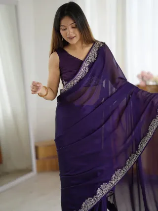 Royal Blue Silk Saree with Exquisite Zari Work
