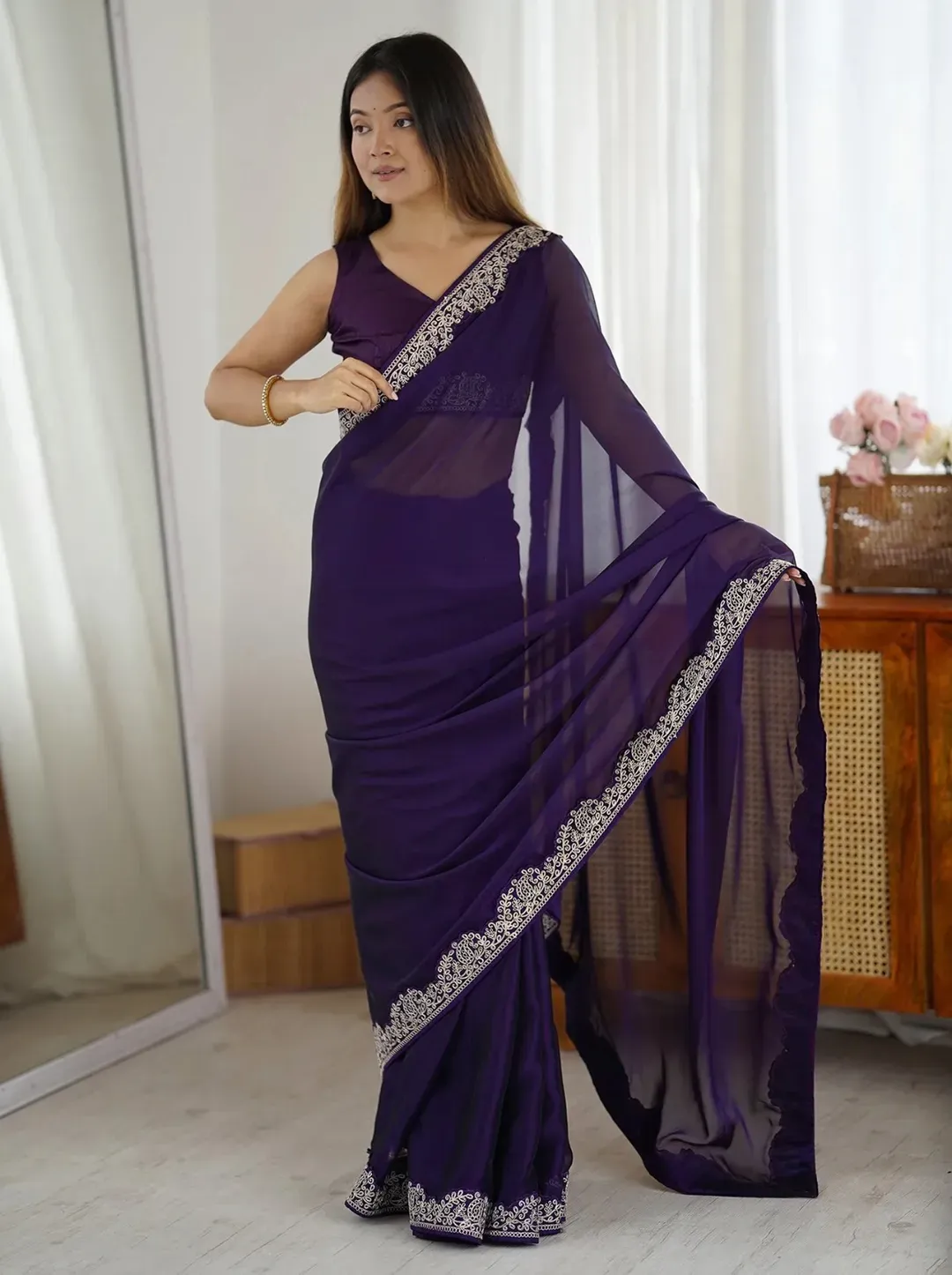 Royal Blue Silk Saree with Exquisite Zari Work