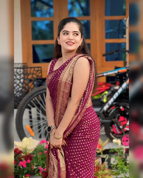 Maroon Cotton Saree with Zari Work for Wedding